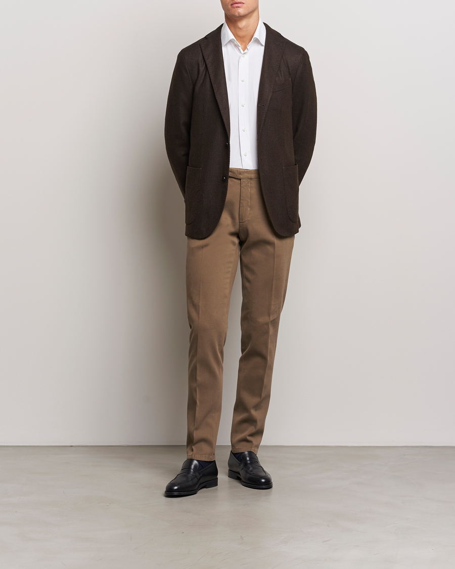 Men | Blazers | Boglioli | K Jacket Wool Herringbone Blazer Dark Brown