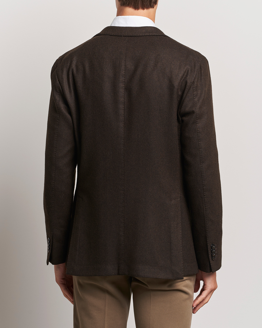 Men | Blazers | Boglioli | K Jacket Wool Herringbone Blazer Dark Brown