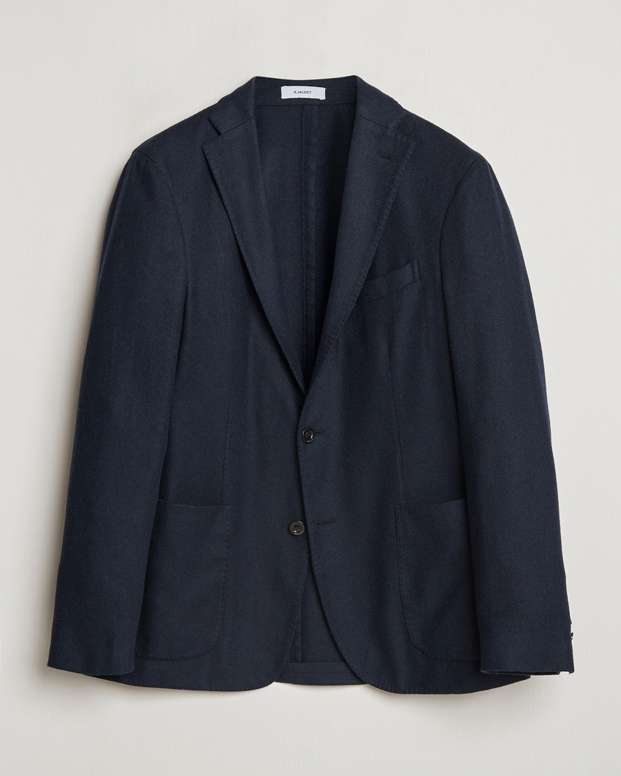 Men | Blazers | Boglioli | K Jacket Wool Herringbone Blazer Navy