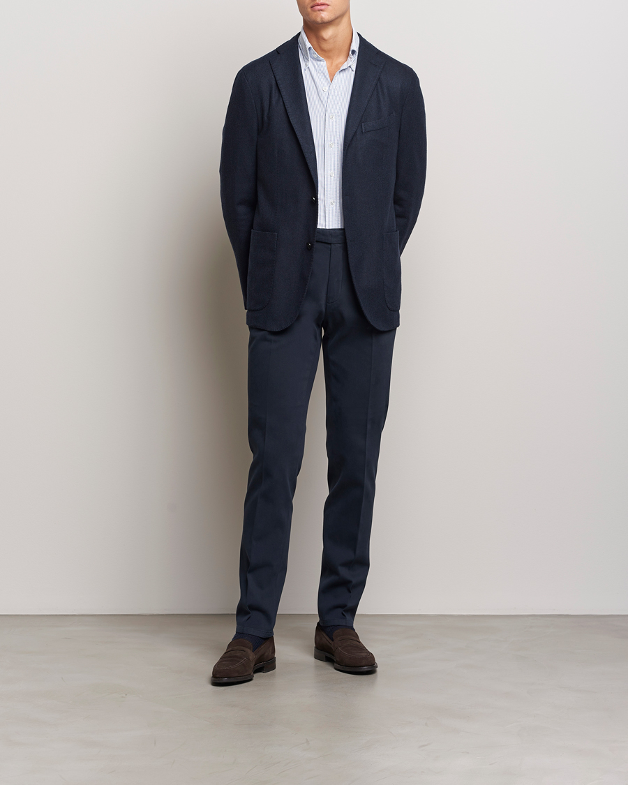 Men | Blazers | Boglioli | K Jacket Wool Herringbone Blazer Navy