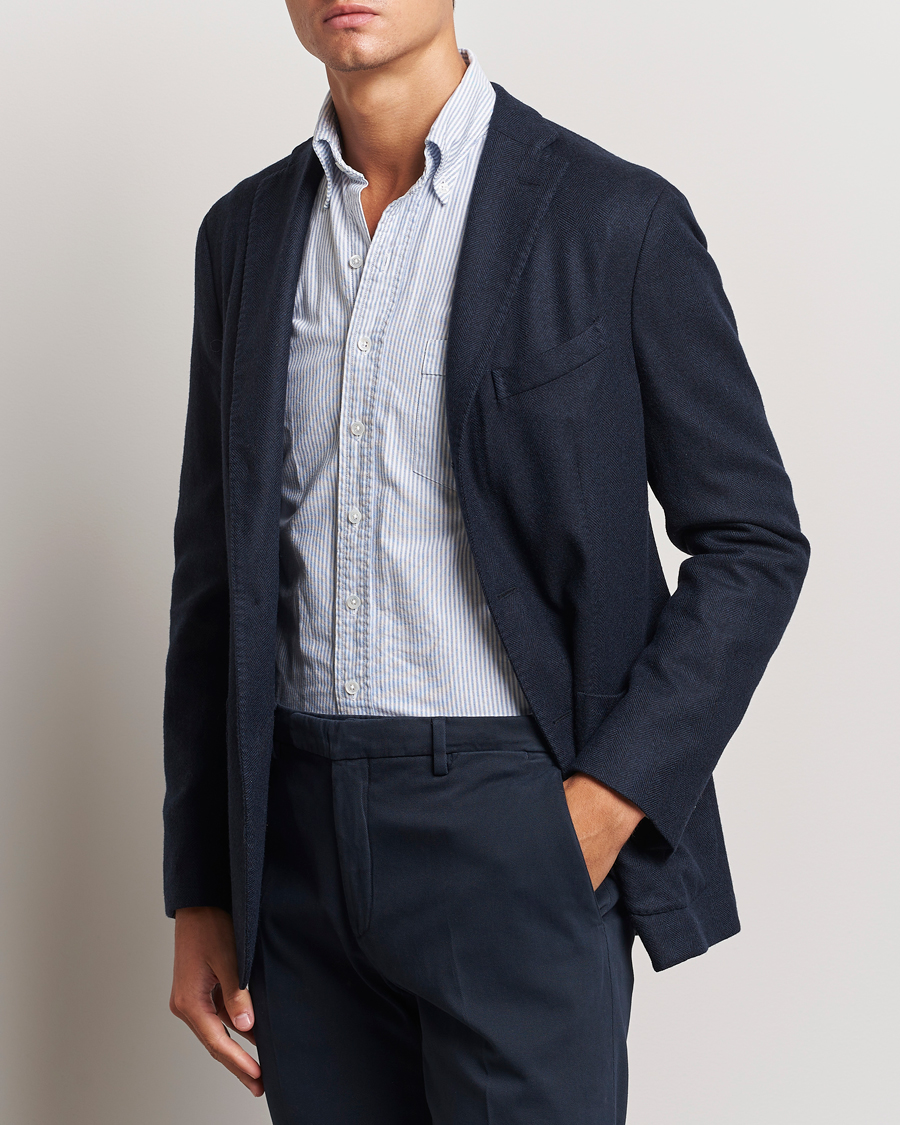Men | Blazers | Boglioli | K Jacket Wool Herringbone Blazer Navy