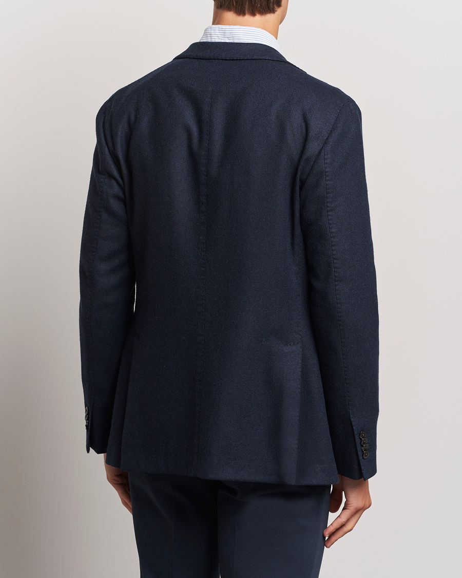 Men | Blazers | Boglioli | K Jacket Wool Herringbone Blazer Navy