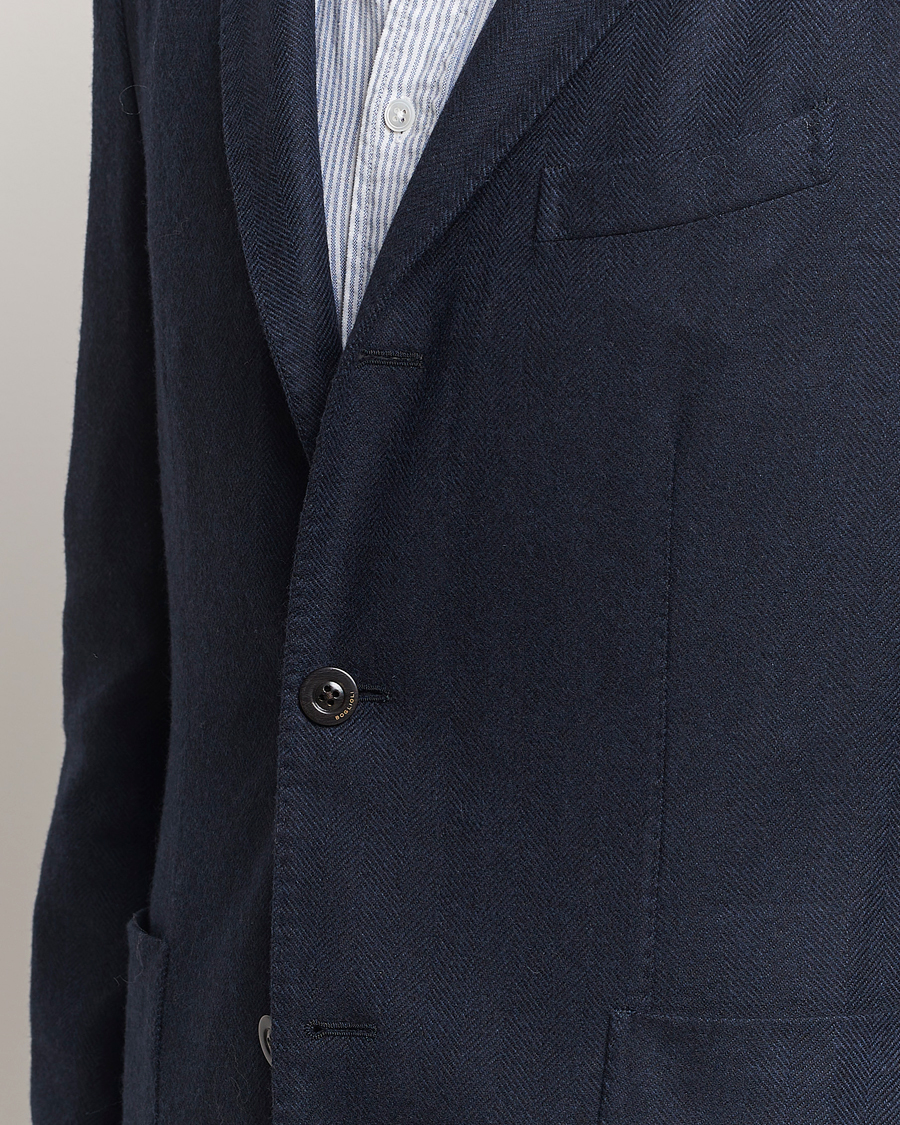 Men | Blazers | Boglioli | K Jacket Wool Herringbone Blazer Navy