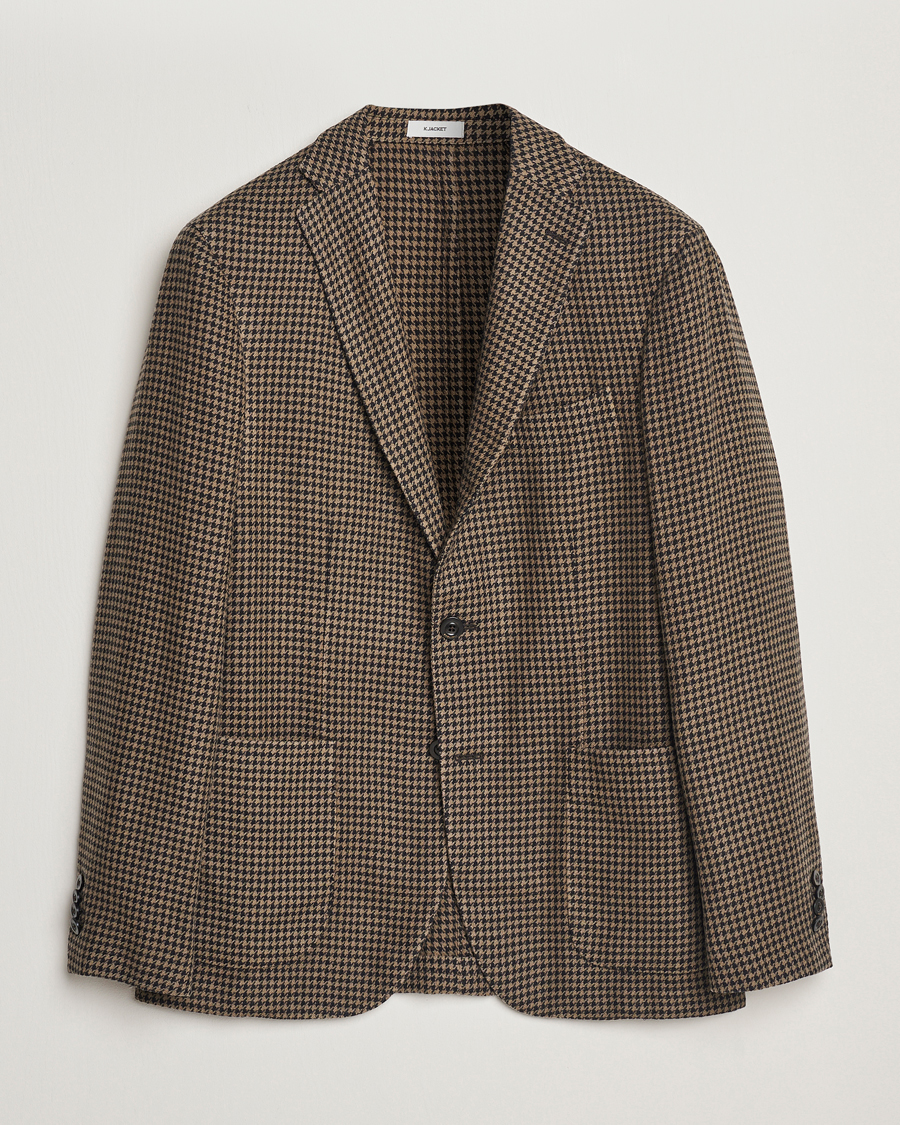 Men | Blazers | Boglioli | K Jacket Houndstooth Wool Blazer Brown