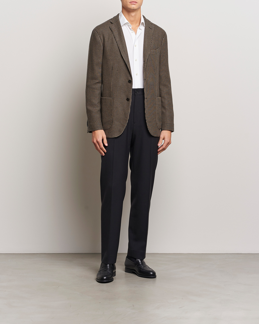 Men | Blazers | Boglioli | K Jacket Houndstooth Wool Blazer Brown