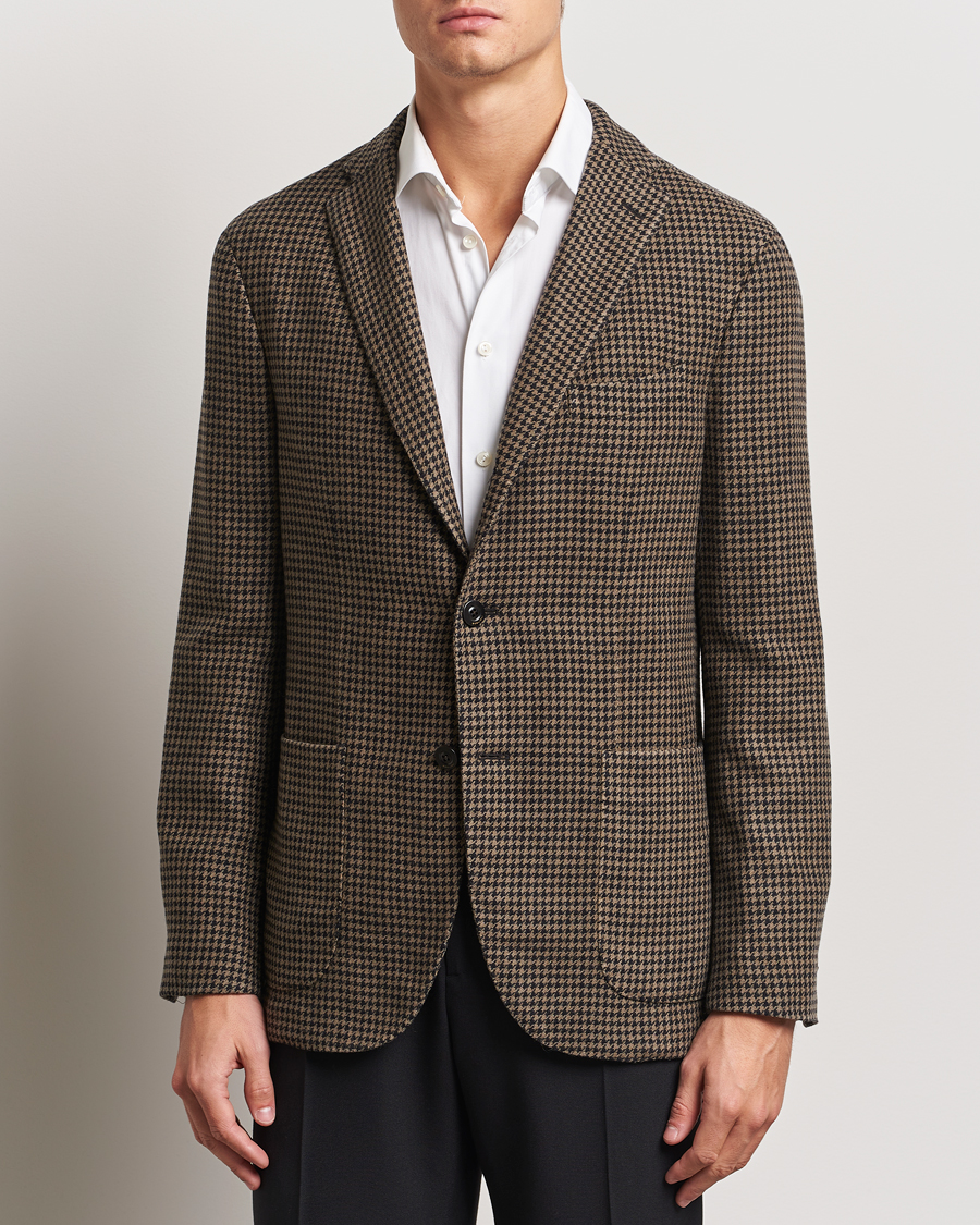 Men | Blazers | Boglioli | K Jacket Houndstooth Wool Blazer Brown