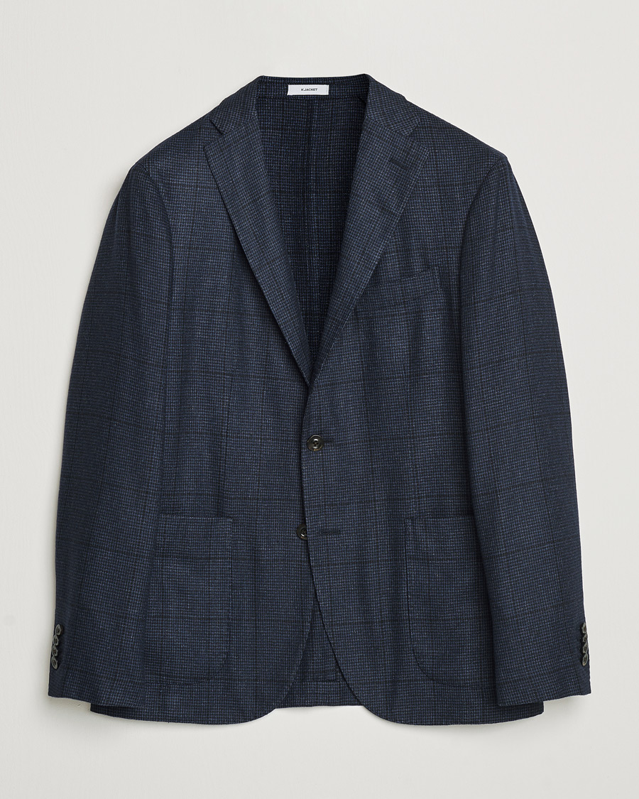 Men | Blazers | Boglioli | K Jacket Overcheck Wool Blazer Navy
