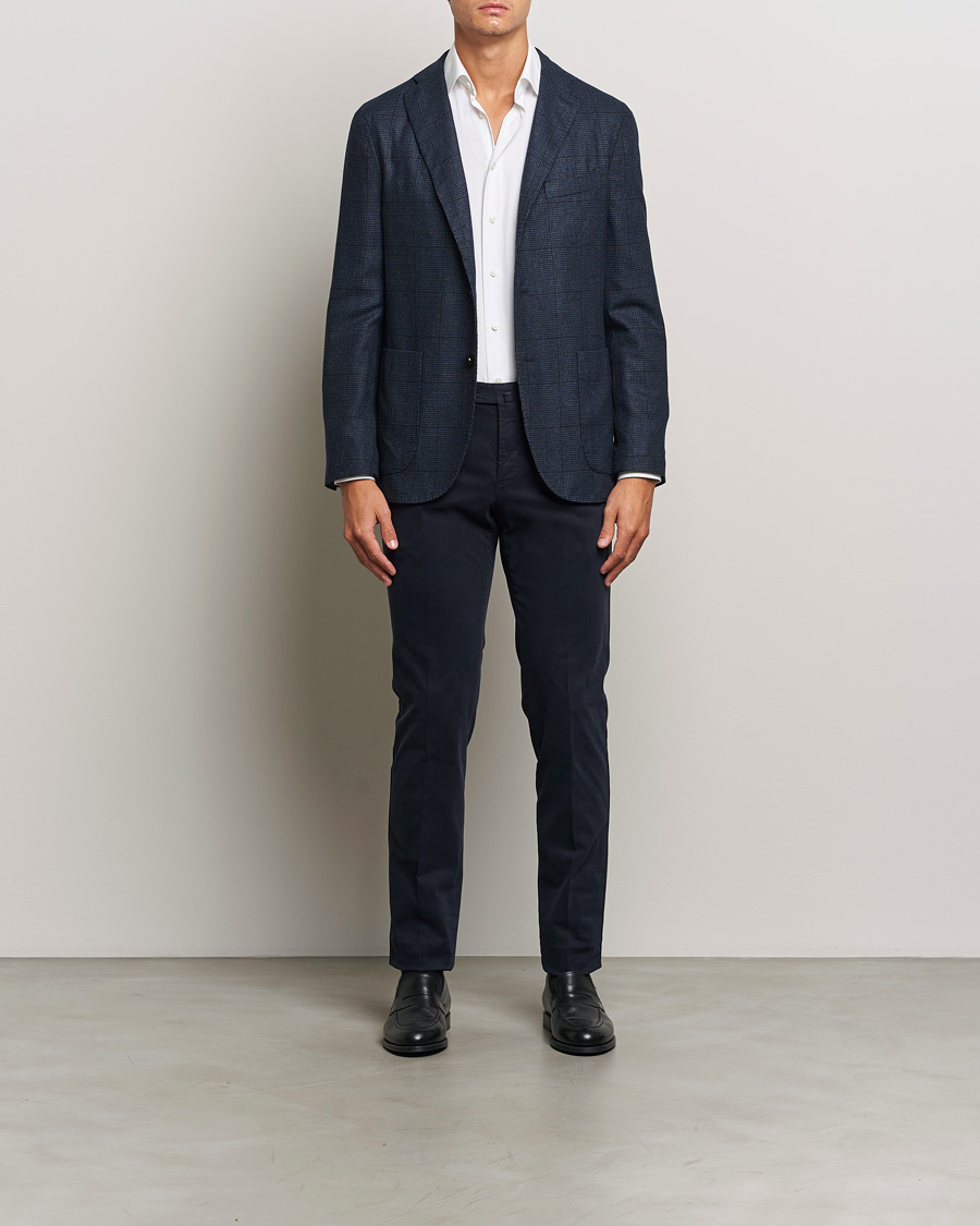 Men | Blazers | Boglioli | K Jacket Overcheck Wool Blazer Navy