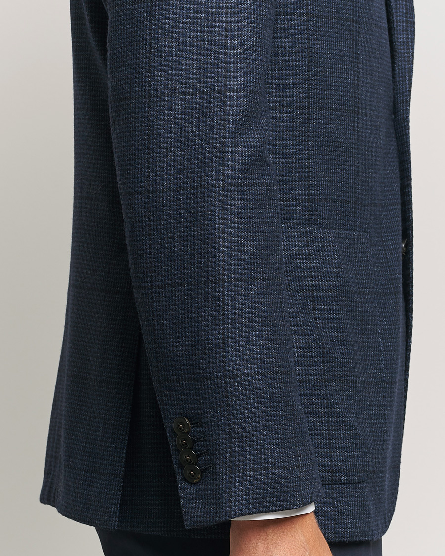 Men | Blazers | Boglioli | K Jacket Overcheck Wool Blazer Navy