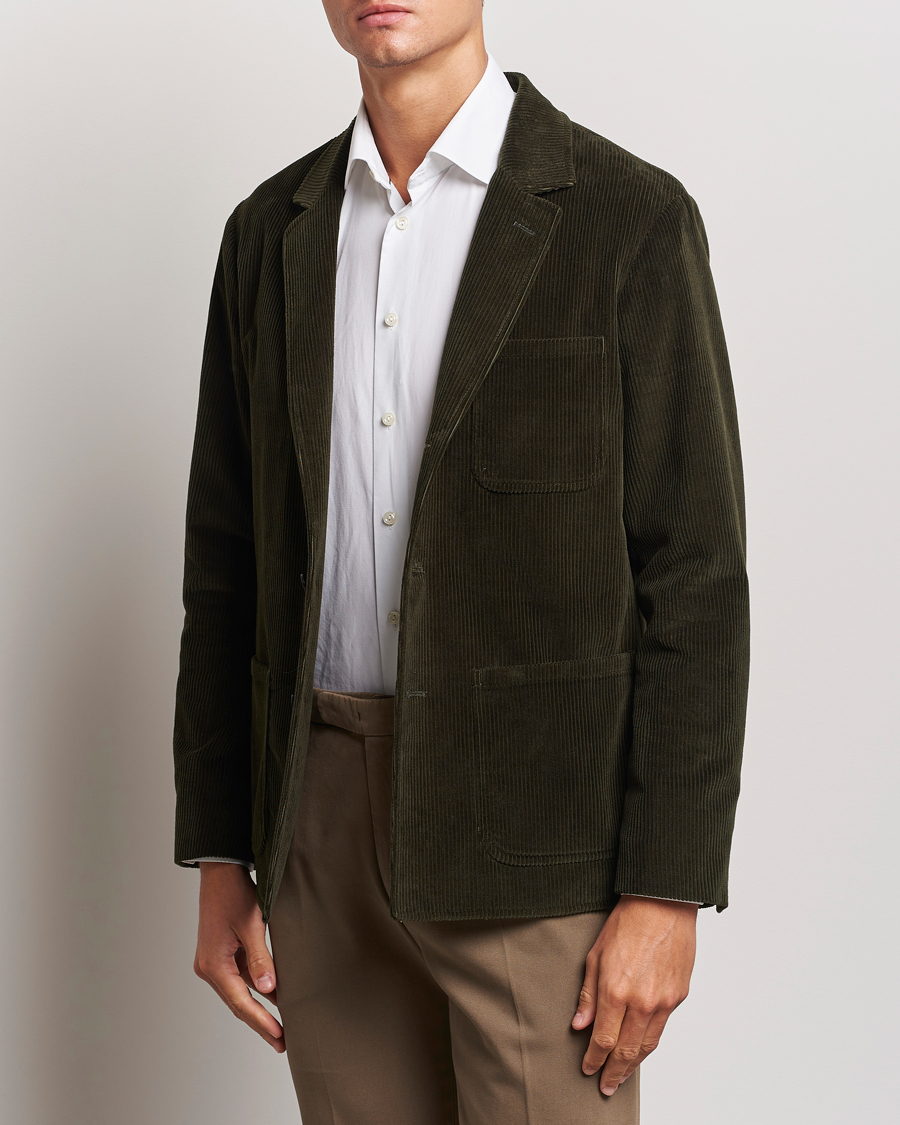 Men | Blazers | Boglioli | Wale Corduroy Painter Jacket Dark Green