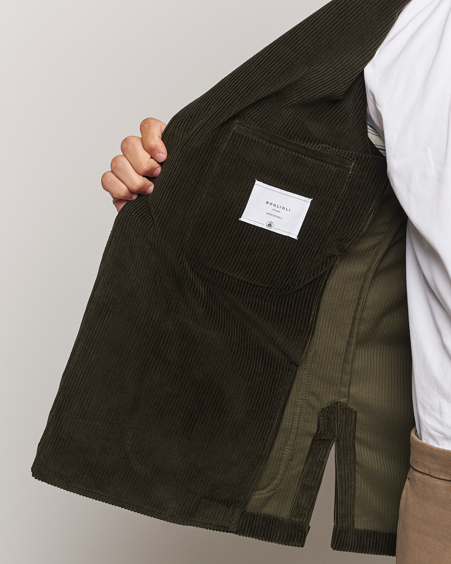 Men | Blazers | Boglioli | Wale Corduroy Painter Jacket Dark Green