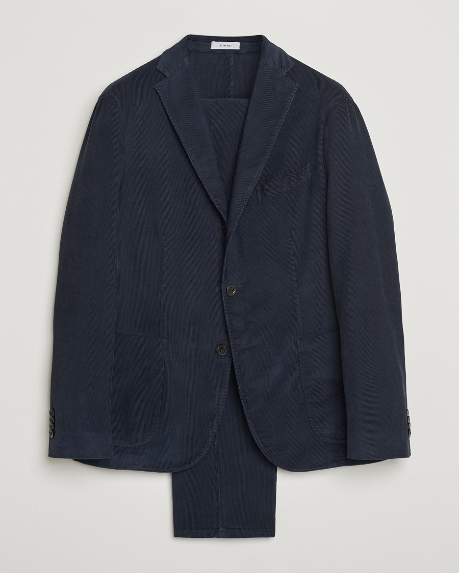 Men | Boglioli K Jacket Baby Corduroy Suit Navy | Boglioli | K Jacket Baby Corduroy Suit Navy