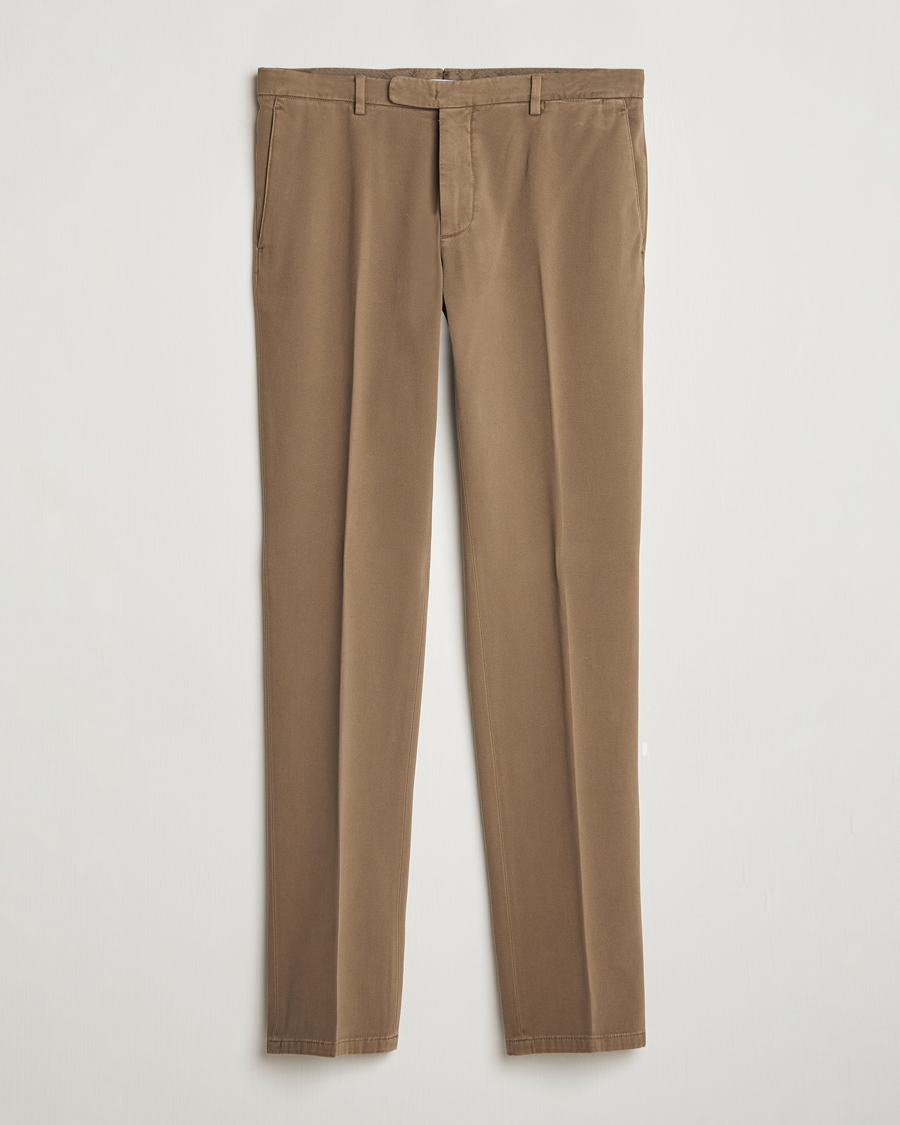 Men | Trousers | Boglioli | Cotton Twill Trousers Brown
