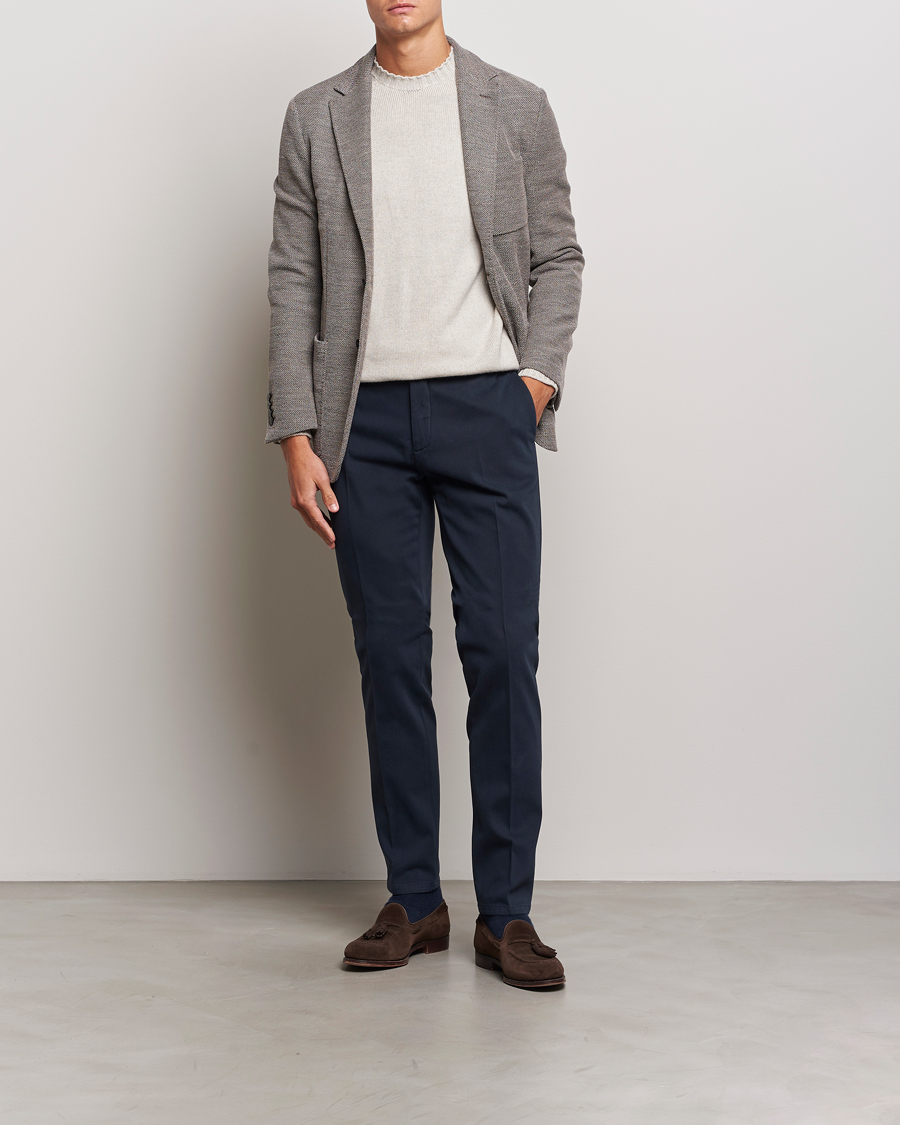 Men | Trousers | Boglioli | Cotton Twill Trousers Navy