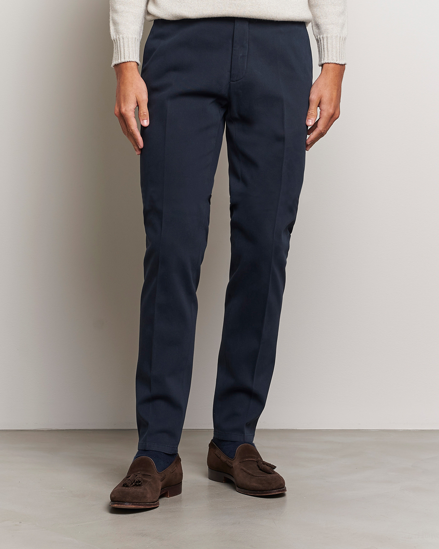 Men | Trousers | Boglioli | Cotton Twill Trousers Navy