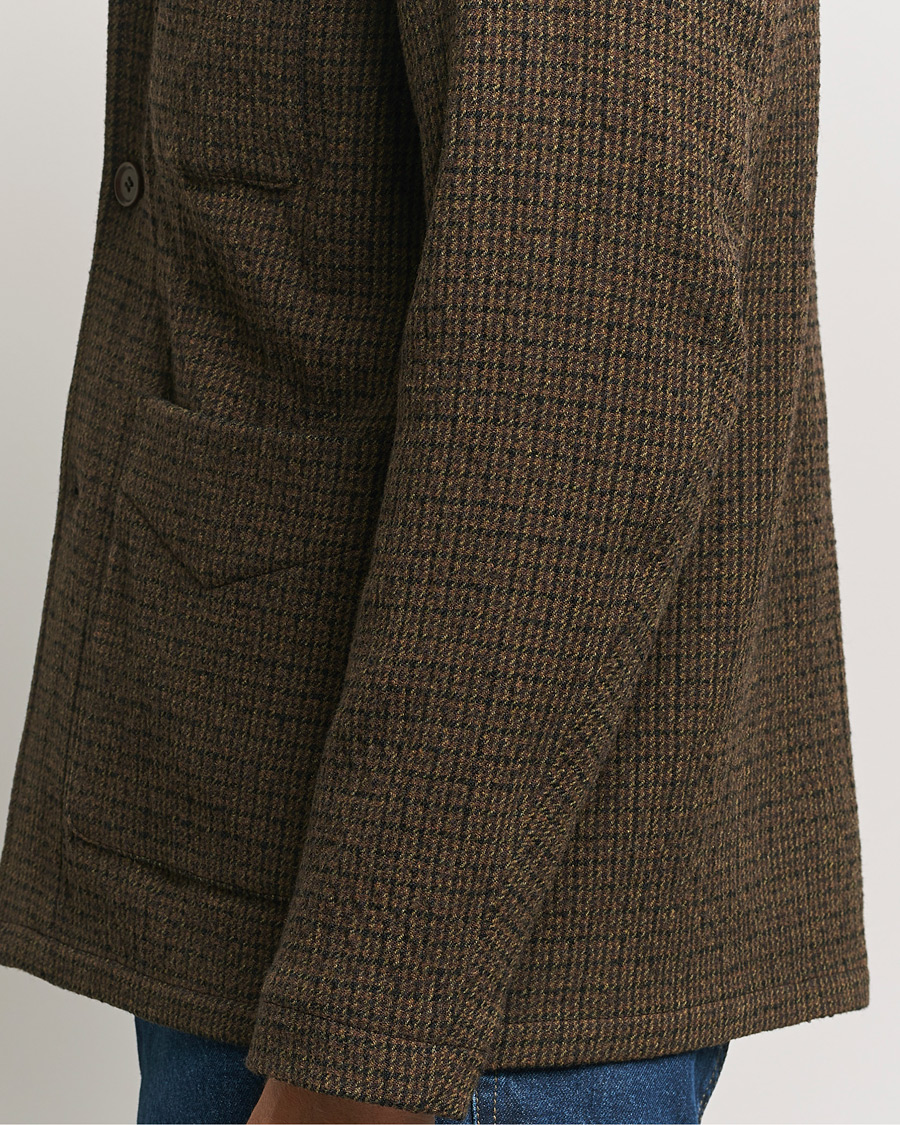 Men | Coats & Jackets | Aspesi | Wool Houndstooth Jacket Dark Brown