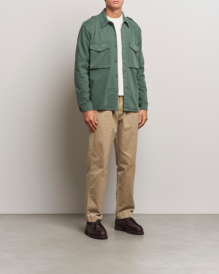 Men | Coats & Jackets | Aspesi | Twill Cotton Shirt Jacket Green