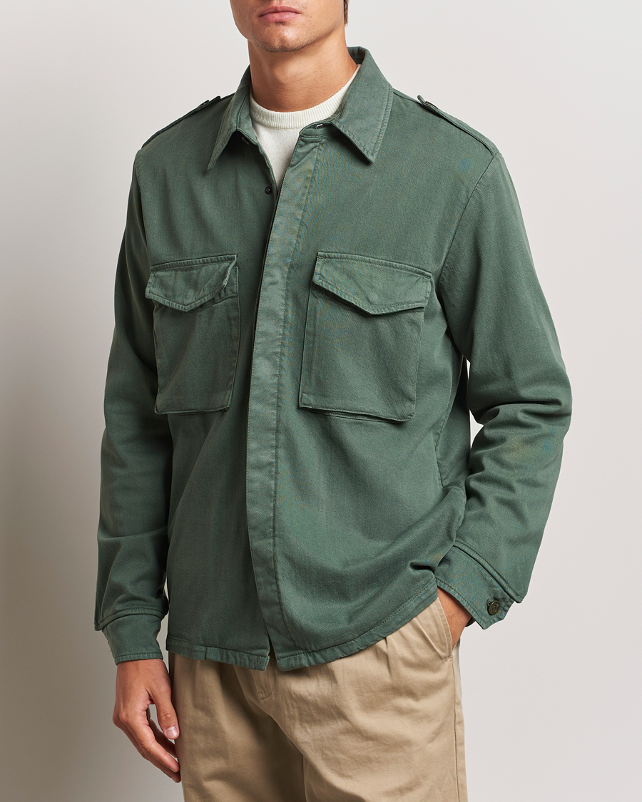 Men | Coats & Jackets | Aspesi | Twill Cotton Shirt Jacket Green