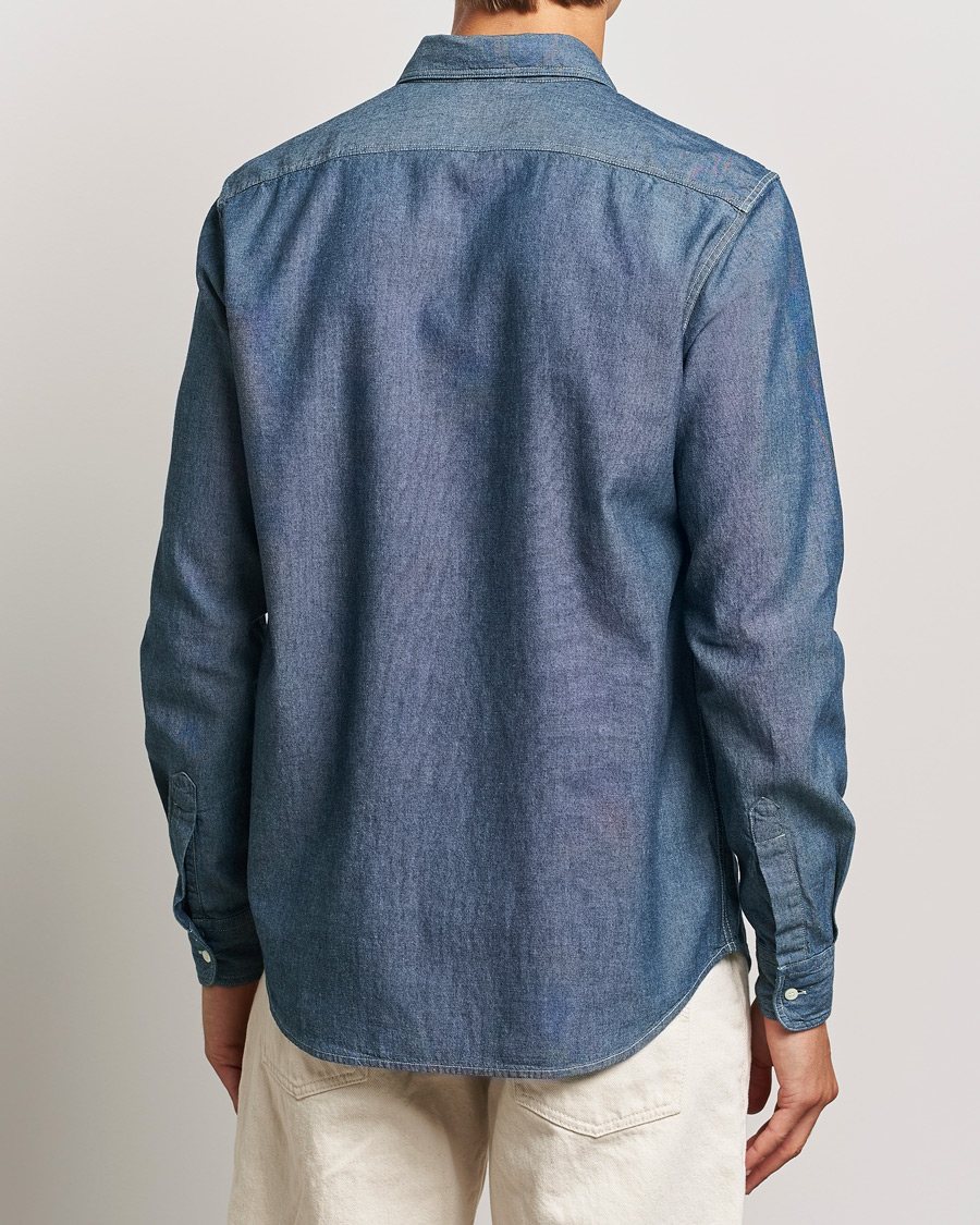 Men | Shirts | Aspesi | Double Pocket Chambray Shirt Dark Wash