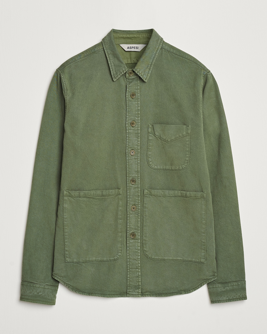 Men | Shirts | Aspesi | Cotton Utility Shirt Green