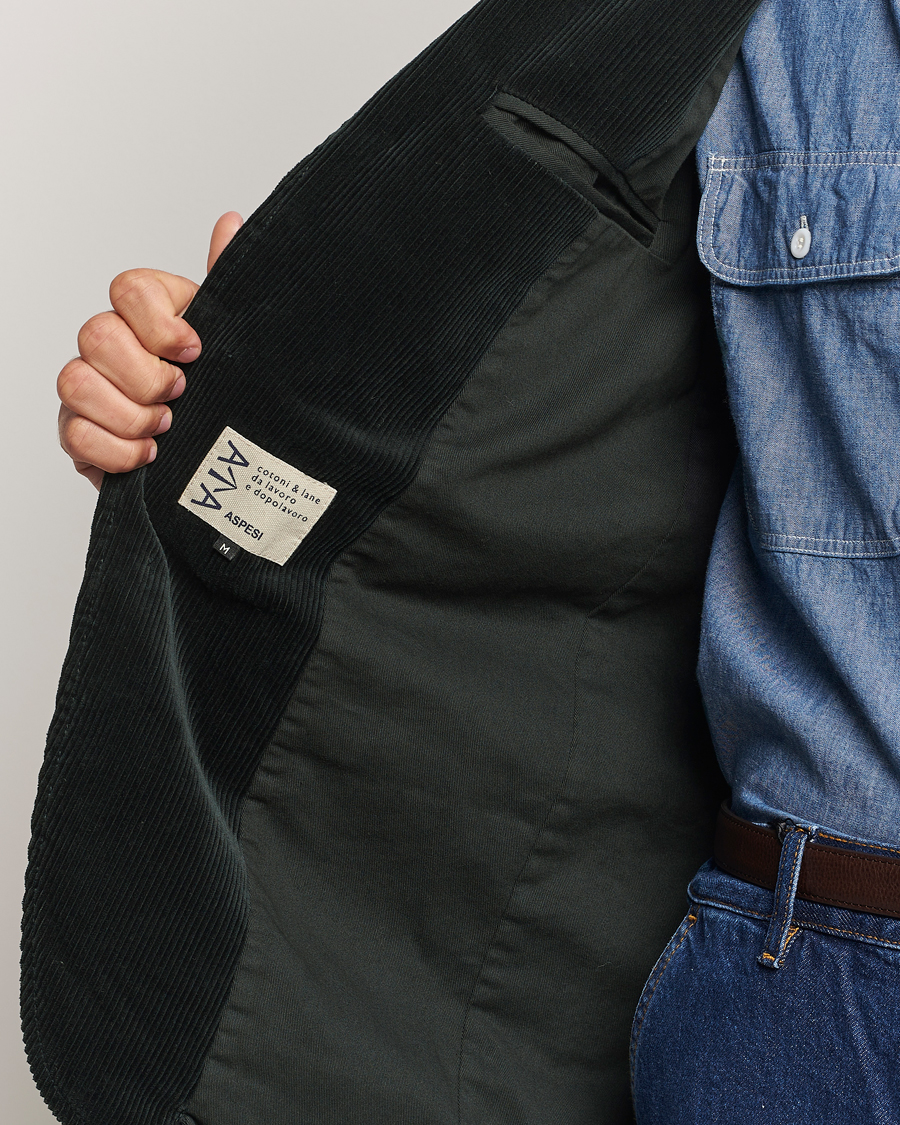 Men | Blazers | Aspesi | Corduroy Blazer Dark Green