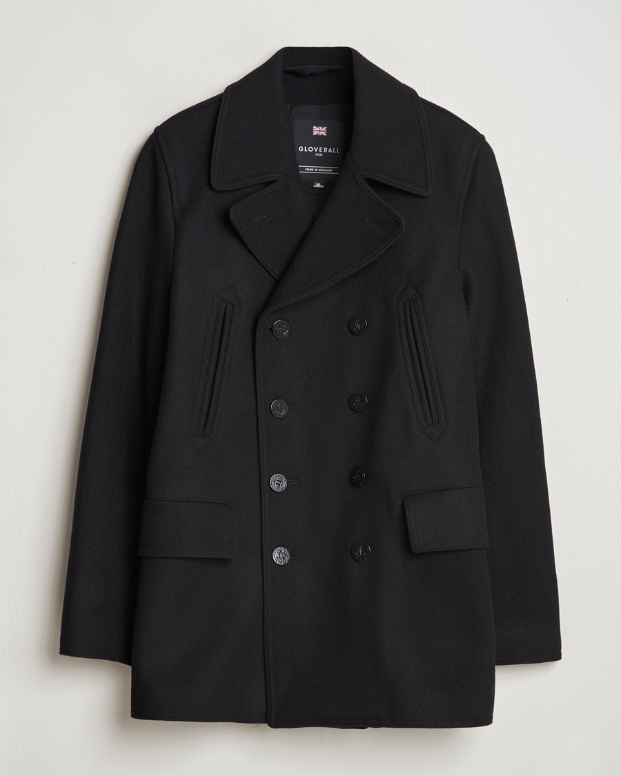 Men | Coats & Jackets | Gloverall | Churchill Reefer Peacoat Black