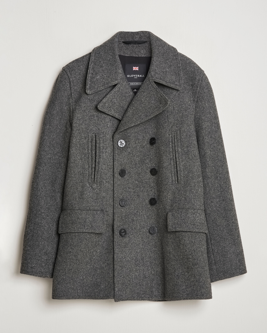Men | Coats & Jackets | Gloverall | Churchill Reefer Peacoat Grey