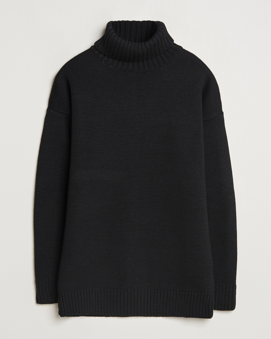 Men | Sweaters & Knitwear | Gloverall | Submariner Chunky Wool Rollneck Black