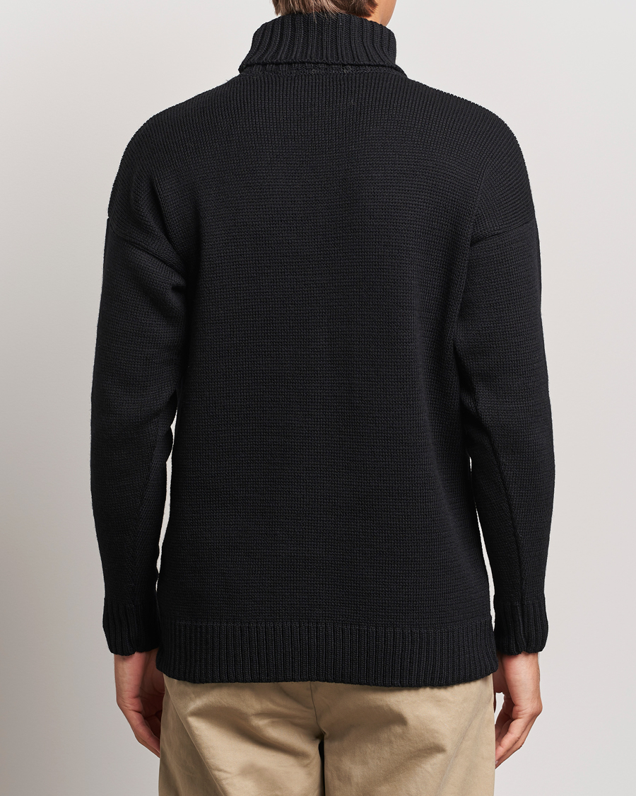 Men | Sweaters & Knitwear | Gloverall | Submariner Chunky Wool Rollneck Black