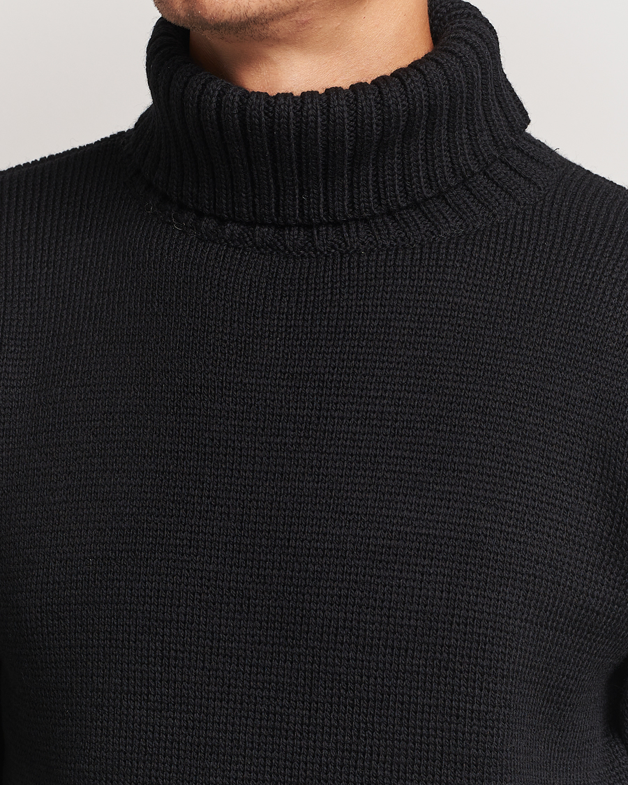 Men | Sweaters & Knitwear | Gloverall | Submariner Chunky Wool Rollneck Black
