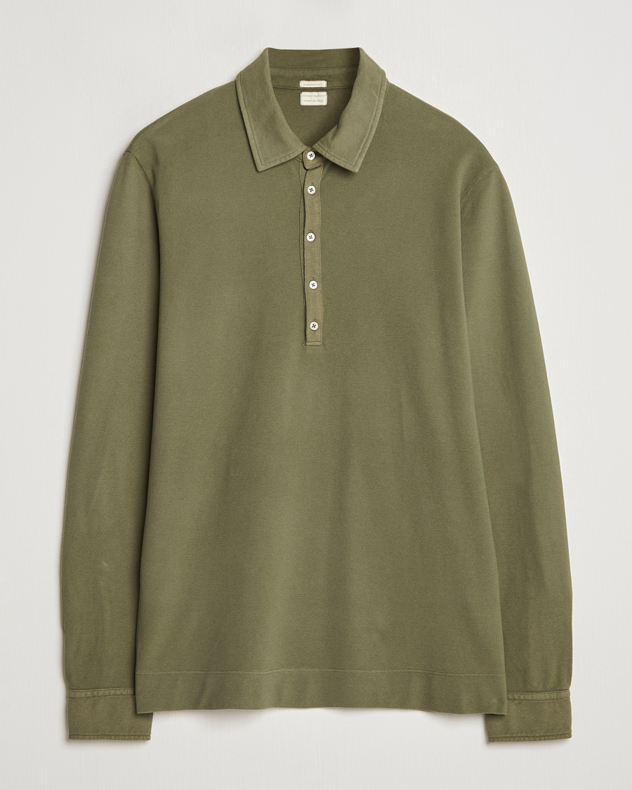 Men | Sweaters & Knitwear | Massimo Alba | Ischia Cotton/Cashmere Long Sleeve Polo Military