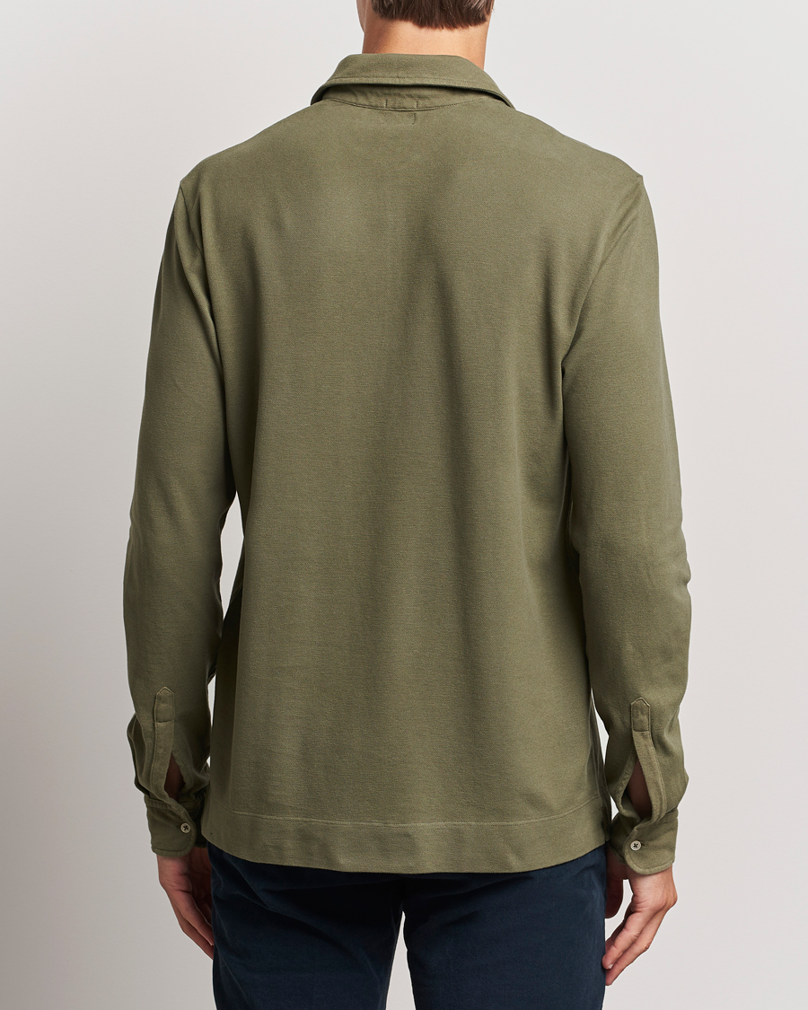Men | Sweaters & Knitwear | Massimo Alba | Ischia Cotton/Cashmere Long Sleeve Polo Military