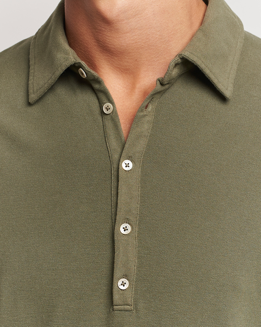 Men | Sweaters & Knitwear | Massimo Alba | Ischia Cotton/Cashmere Long Sleeve Polo Military