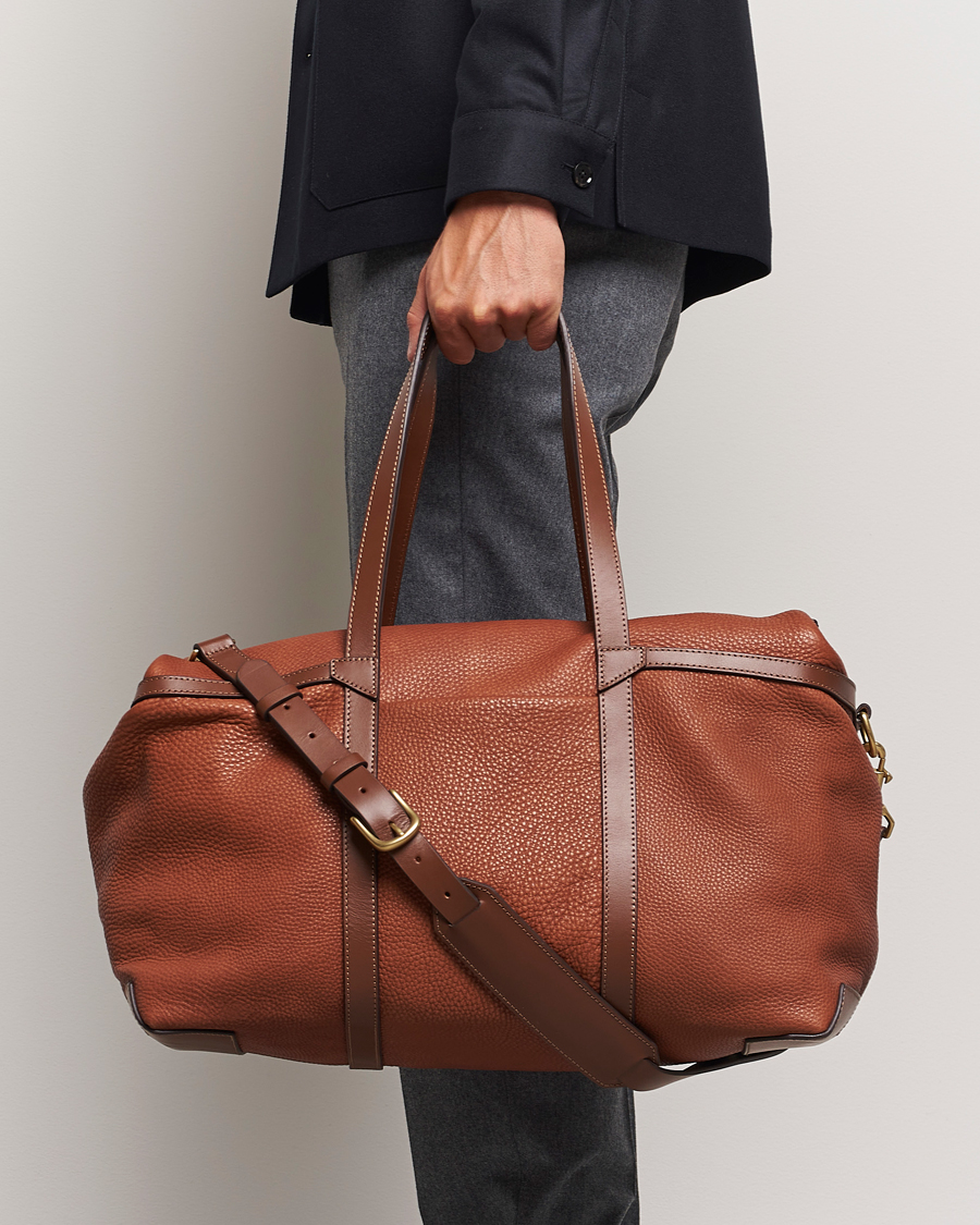 Men | Bags | Mismo | Tour Pebbled Leather Weekendbag Tabac/Cuoio