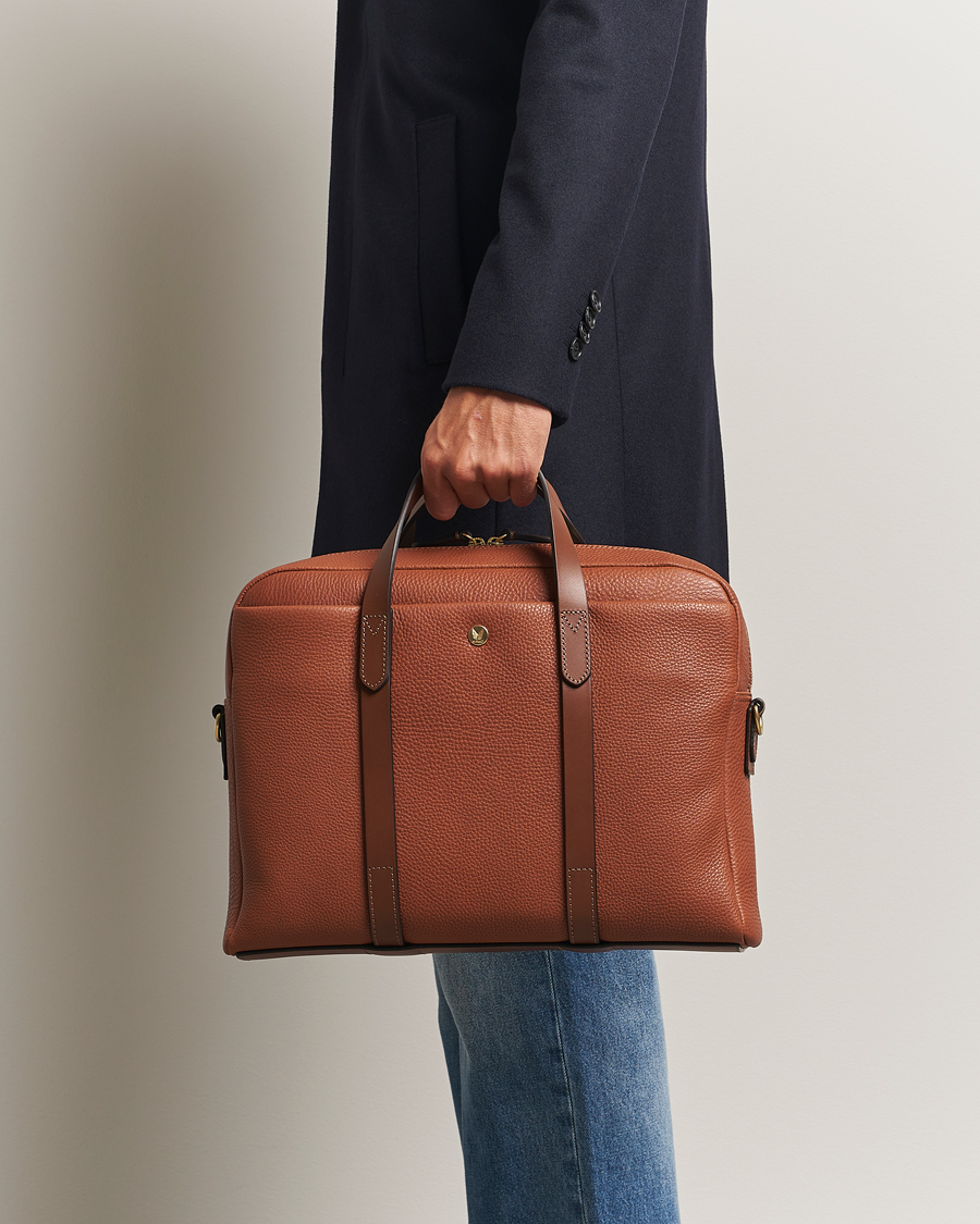 Men | Bags | Mismo | Aspire Pebbled Leather Briefcase Tabac