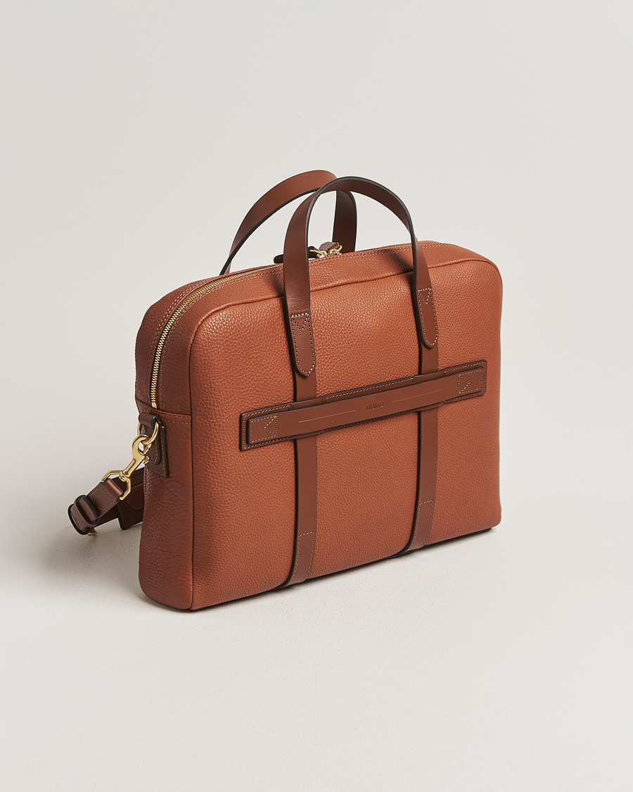 Men | Bags | Mismo | Aspire Pebbled Leather Briefcase Tabac