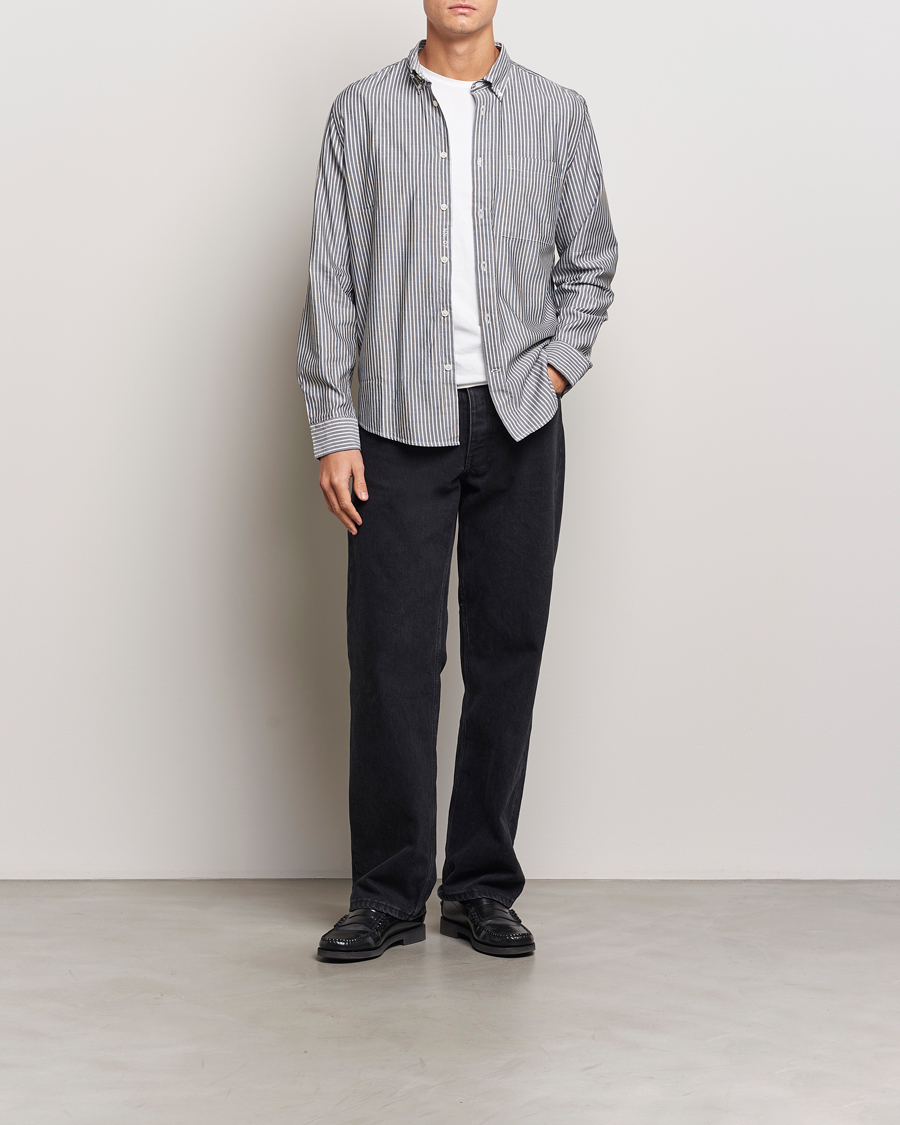 Men | Shirts | NN07 | Arne Tencel Striped Shirt Black/White