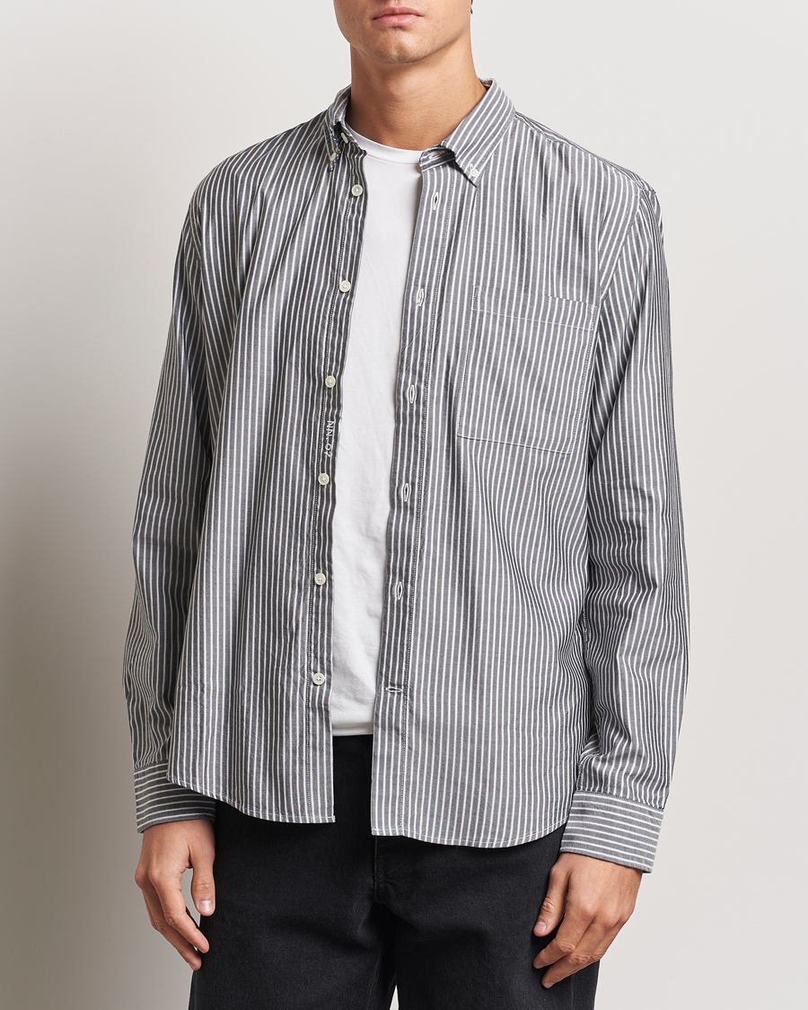 Men | Shirts | NN07 | Arne Tencel Striped Shirt Black/White