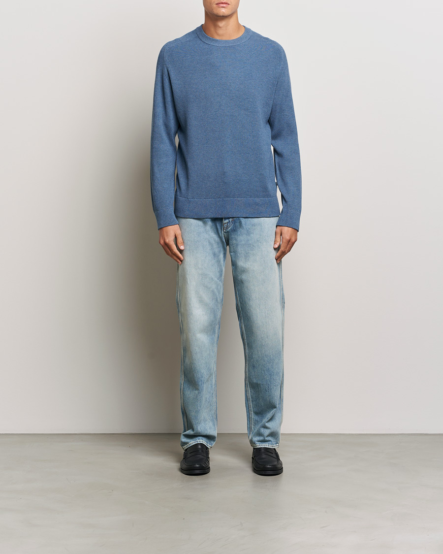 Men | Sweaters & Knitwear | NN07 | Kevin Cotton Knitted Sweater Bering Blue