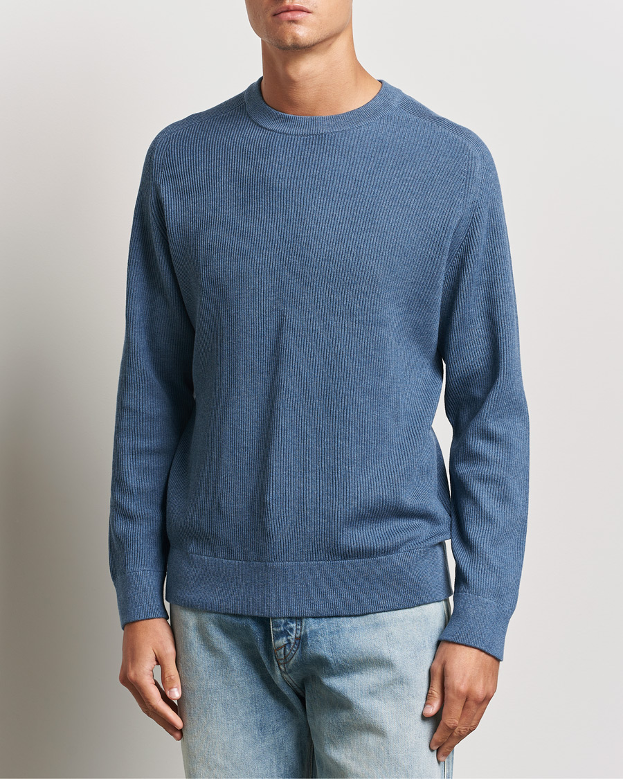 Men | Sweaters & Knitwear | NN07 | Kevin Cotton Knitted Sweater Bering Blue