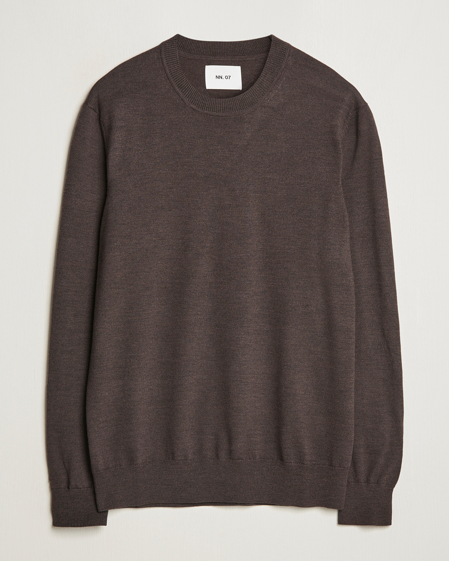 Men | Sweaters & Knitwear | NN07 | Ted Merino Crew Neck Pullover Demitasse Brown
