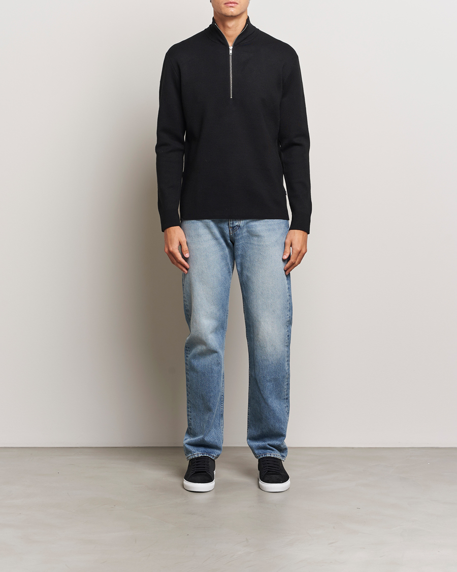 Men | Sweaters & Knitwear | NN07 | Harald Cotton/Modal Half Zip Black