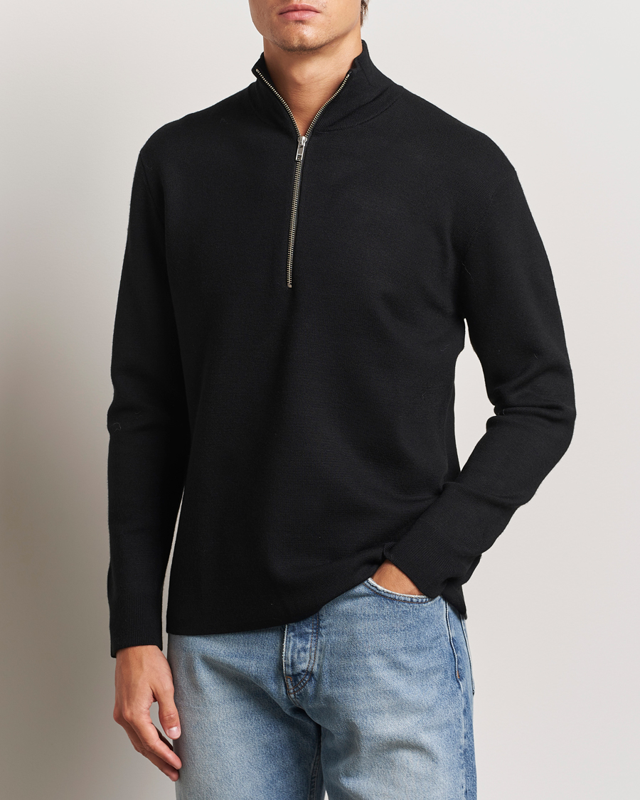 Men | Sweaters & Knitwear | NN07 | Harald Cotton/Modal Half Zip Black