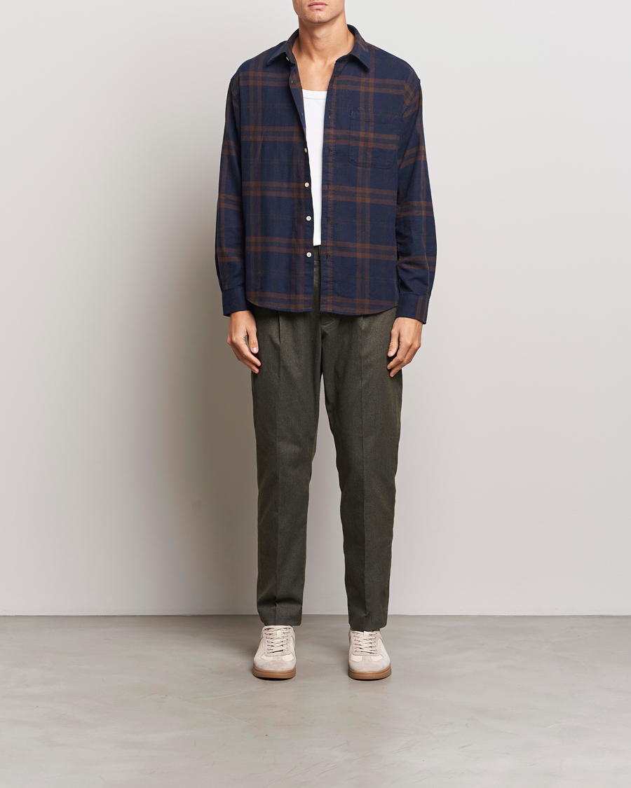 Men | Trousers | NN07 | Bill Pleated Brushed Cotton Trousers Dark Army