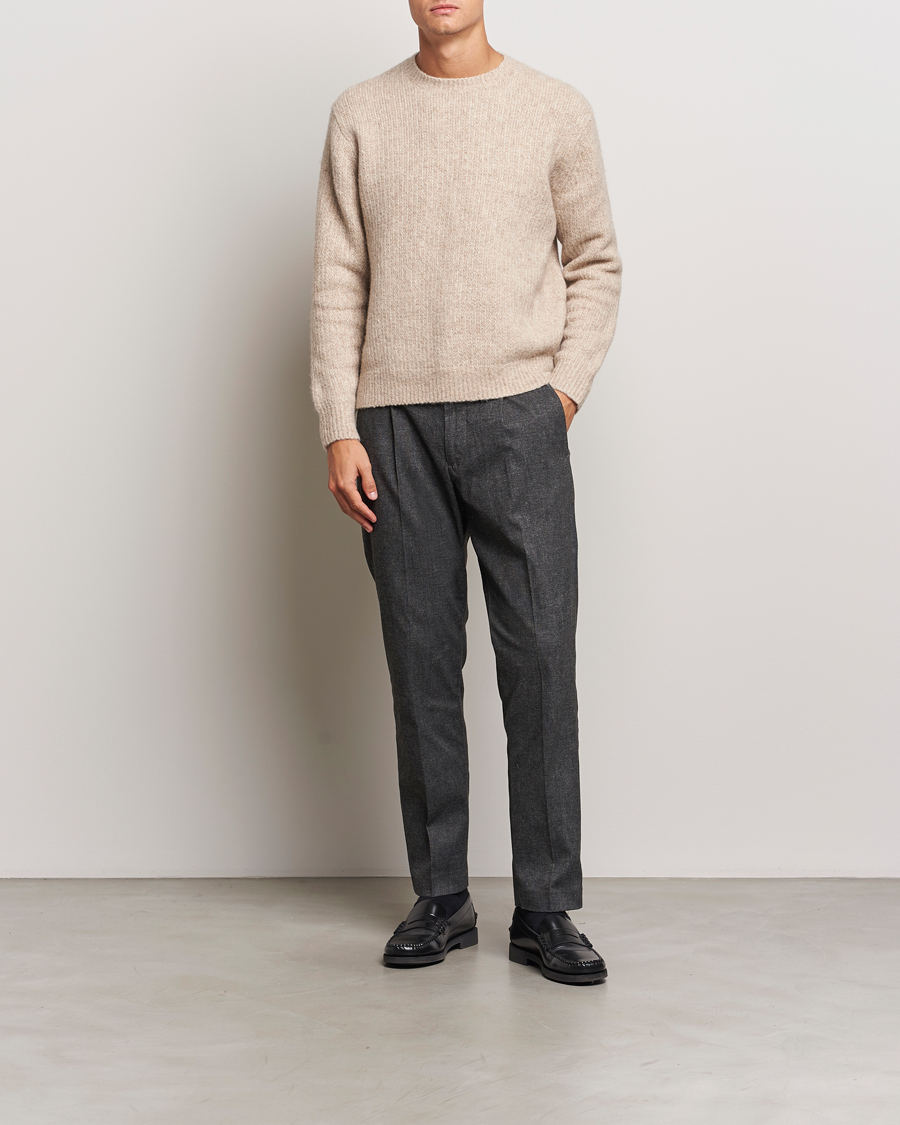 Men | Trousers | NN07 | Bill Pleated Brushed Cotton Trousers Black Melange