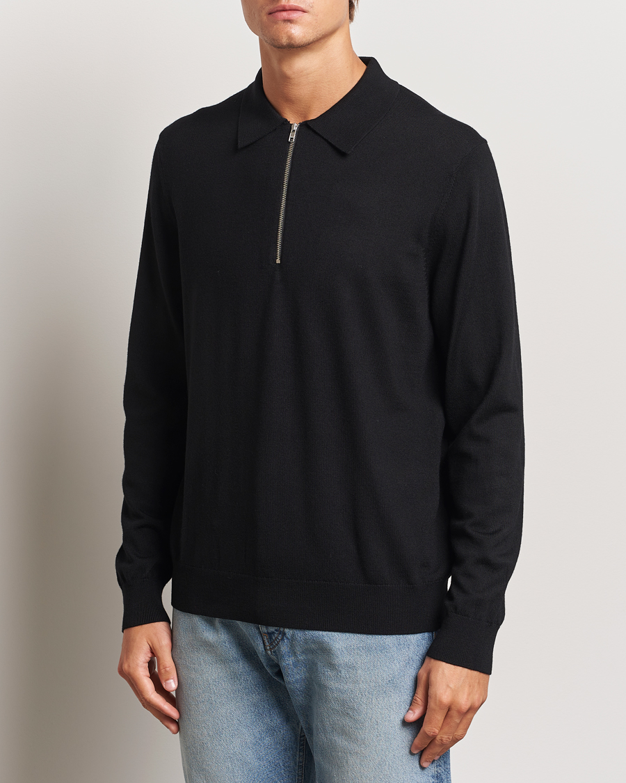 Men | Sweaters & Knitwear | NN07 | Sergio Half Zip Black