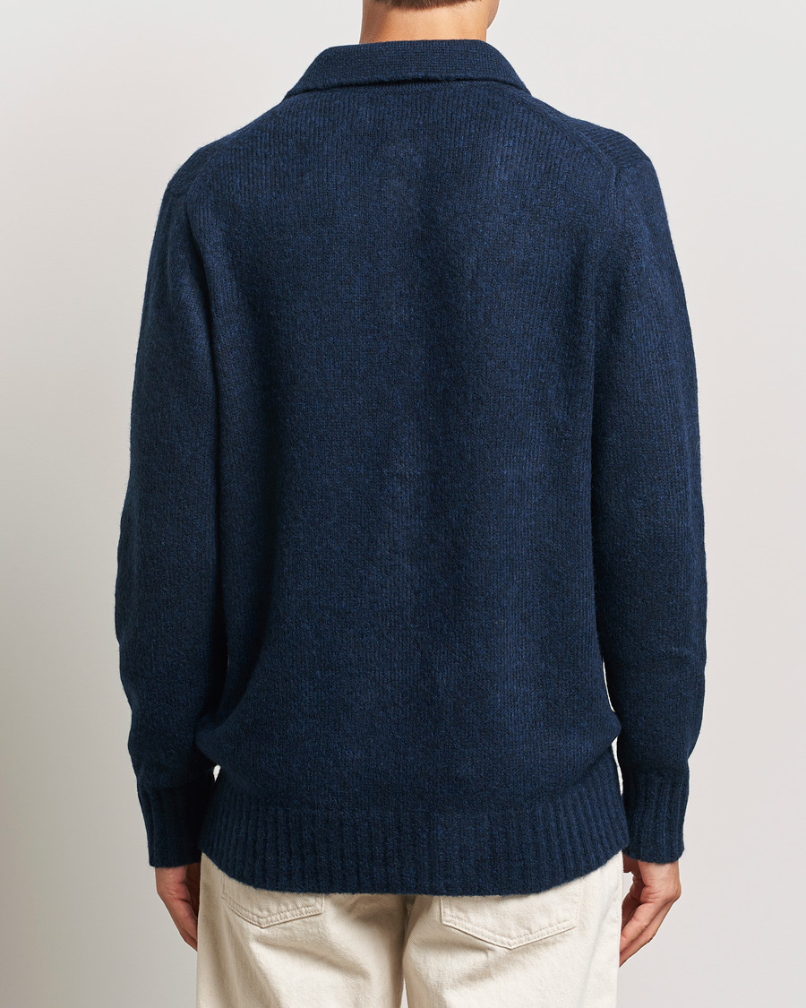 Men | Sweaters & Knitwear | NN07 | Lee Brushed Wool Polo Navy Blue