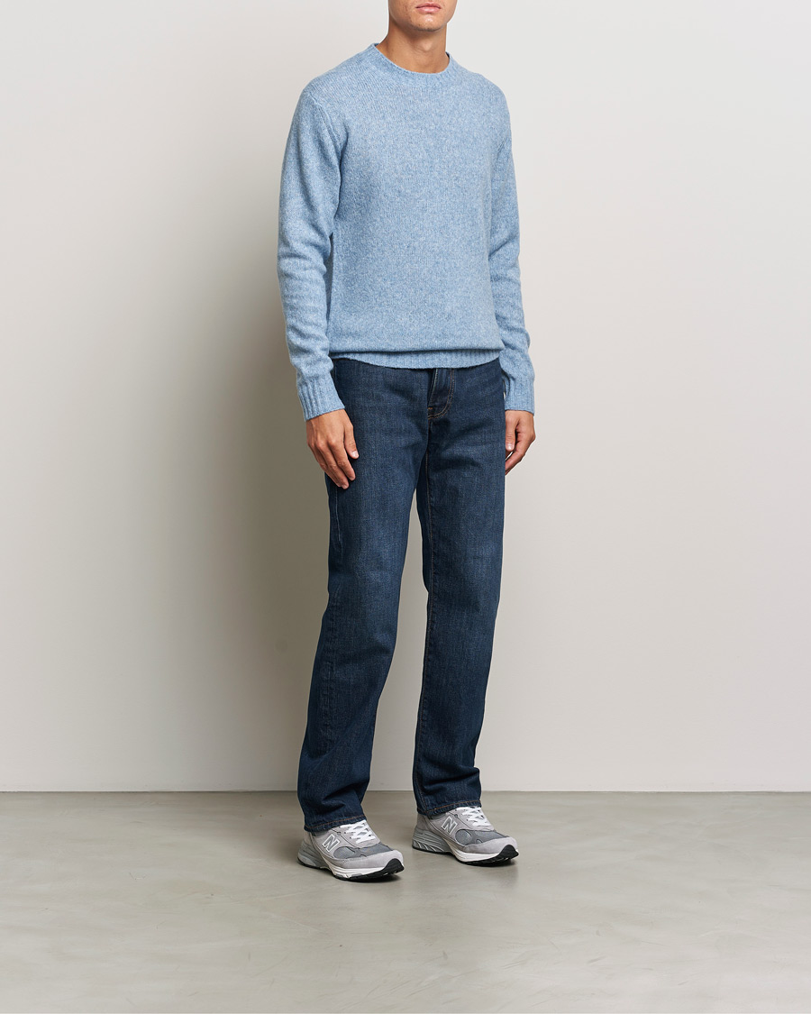 Men | Sweaters & Knitwear | NN07 | Lee Brushed Wool Crew Neck Tink Blue