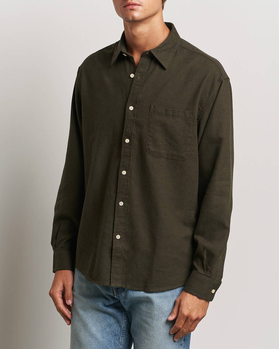 Men | Shirts | NN07 | Deon Flannel Checked Shirt Dark Army