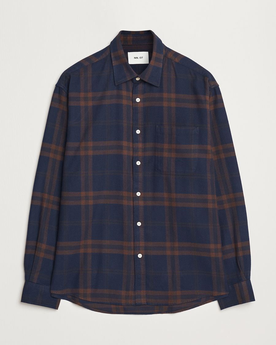 Men | Shirts | NN07 | Deon Flannel Shirt Blue/Brown